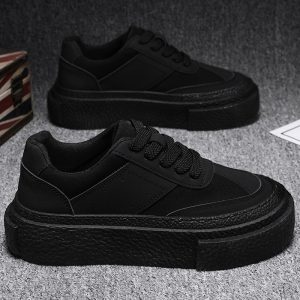 Women'S White Thick-Soled Platform Sneakers | Breathable Height-Increasing Versatile Casual Shoes with Lace-up Closure, Solid Color, Low Top Design, All-Season Use, Women Shoes