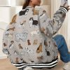 Plus Size Women’s Cute Poodleu002FShih Tzuu002FYorkieu002FPomeranianu002FChihuahua Dog Print Hooded Varsity Jacket – Lightweight Puppy Breeds Coat with & Double Button Closure, Fallu002FWinter Warmth for Dog Lovers Gift (No Padding)