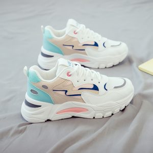 Women's Korean Style Breathable Mesh Sneakers - Thick-Soled Low-Top Lace-Up Traction Sole, Round Toe Casual Dad Shoes Suitable for - Wear, Versatile for Athletic, Everyday & Outdoor Use, Women Shoes