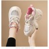 Women’s Chunky Sneakers Mid-Top Lace-Up – Beigeu002FTealu002FOrange & Whiteu002FPink Color Options, Mesh Upper & Rubber Sole, All-Day Casual Shoes for Gym, Outfits, Year-Round Wear – Trendy Chunky Platform Footwear
