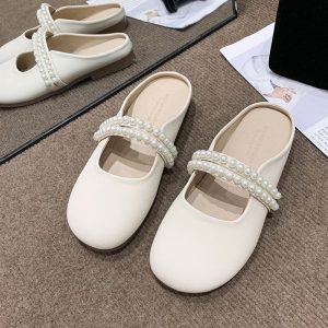 Mulsanne Women'S MS132 Closed-Toe Mules | French Niche Korean Style, Fabric Upper, Low Top, Solid Color, Tassel Embellishment, All-Season, Women Shoes, Sneakers