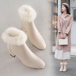 Versatile Outdoor High Heels Women 2026 Winter New Fleece-Lined Warm Thick Heel Height-Increasing Women's Shoes, Women Shoes