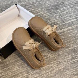 Women 2026 Low-top Furry Snow Boots | Thick-soled, Warm, Thickened, Casual Style, Lace-up Closure, Round Toe, Polyurethane Upper, Superfine Fiber Lining, Rubber Sole, Women Shoes