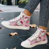 Women’s Sanrio Hello Kitty Thigh-High Sneakers – Official Licensed Lace-Up Boots with Hello Kitty Face & Bow Design, Soft TPR Sole & Breathable Fabric Upper, Round Toe Suitable for Casual,,, Casual Attire, Pink & Black, Women Shoes