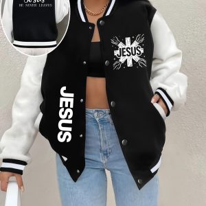 Women'S Oversized Vintage Varsity Jacket | Black & White Color-Block, Baseball Collar with NY Lettering & Number 23, Machine Washable, Casual Sporty Outerwear for Everyday Layering, Long Sleeve, Geometric-Pattern