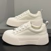 2025 Spring New Campus Style Versatile Thick-Soled Trendy Casual Women’S Shoes | Fashion Shallow Mouth Lace-Up White Sneakers with Tassel, Low Top, Fabric Upper and Rubber Sole, Women Shoes