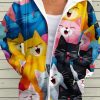 Women’S 3D Printed Cat Face Hooded Cardigan Jacket – Lightweight Cozy Sweater with Expressive Smiling, Surprised & Angry Cat Patterns, Long Sleeve Winter Warmth, Casual Outerwear for Cat Lovers (Autumnu002FWinter) – Playful Cat-Themed Sweater with Rando