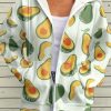 Women’S Avocado Print Hooded Cardigan – 3D All-Over Print Lightweight Sweater, Soft Green & Yellow Avocado Pattern, Cozy Fall Winter Long Sleeve Casual Outerwear, Easy-Care Hoodie for Everyday Outfits