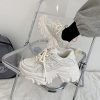 Thick-Soled Height-Increasing Dad Shoes for Women | 2025 Autumn New Korean Fashion Student Casual Sneakers, Lace-up Closure, Plain Toe, Solid Color, Low Top, Upper, Mesh Inner, Rubber Sole, Hand Wash or Professional Dry Clean, Women Shoes