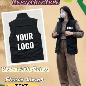 Fleece Vest Jacket Customizable Fleece Vest for Teams & Events - Unisex Stand Collar Sleeveless Jacket | Work, Club, Volunteer, Festival Promotion | Casual, Fallu002FWinter, Multiple Colors