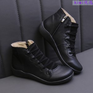2025 Autumn and Winter New Casual Short Boots | Comfortable and Versatile Women'S Shoes with Flat Heel, Zipper Closure, and Fabric Upper, Women Shoes