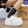 Thick-Soled White Height-Increasing Casual Sneakers For Women | Versatile Round-Toe Cute Adorable Chunky Shoes For Women Trendy, Upper, Mesh Inner, Rubber Sole, Cartoon Pattern, Low Top, Spring Season, Women Shoes